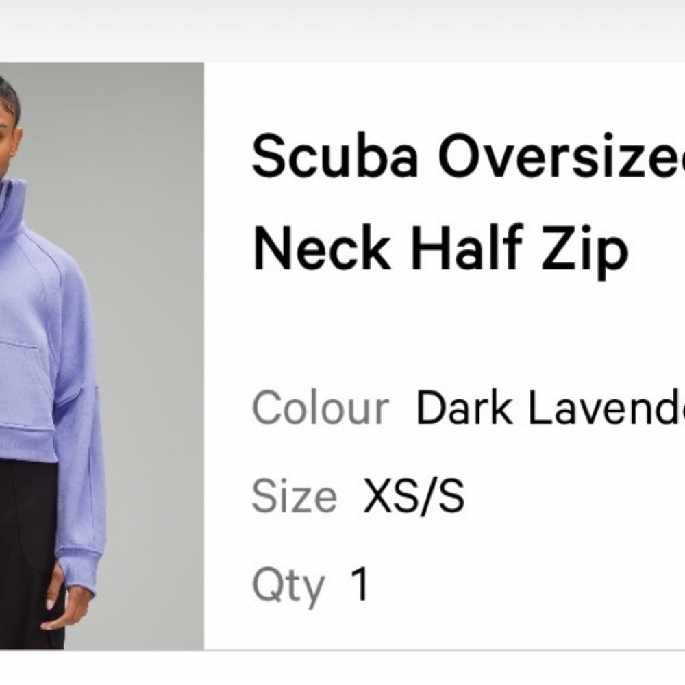 Lululemon Scuba Oversized Funnel Neck Cropped Half-Zip Pullover Dark Lavender - Picture 9 of 9